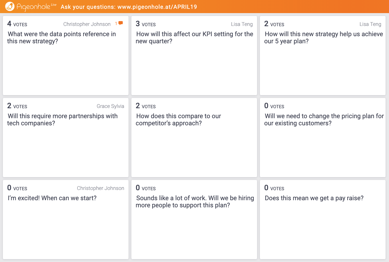 10 Easy Ways To Use Pigeonhole Live in AllHands Meetings